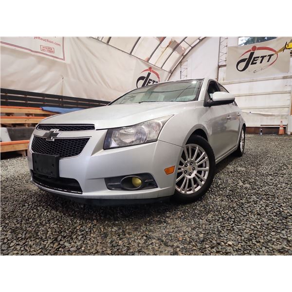 PARKSVILLE - 2011 CHEVY CRUZE, SILVER, 210648 KMS, FRONT WHEEL DRIVE. - D170323