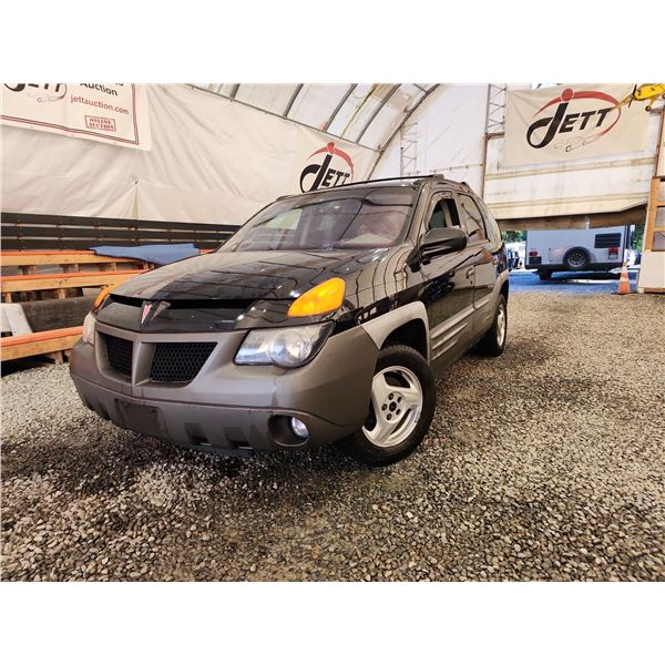 PARKSVILLE - 2001 PONTIAC AZTEC, BLACK, 220014 KMS, ALL WHEEL DRIVE. - B544944