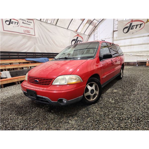 PARKSVILLE - 2002 FORD WINDSTAR, RED, 157454 KMS, FRONT WHEEL DRIVE. - DB72484