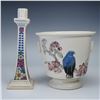 Image 2 : 2pc Vintage Pottery Collection, Weller Candlestick and Floral Planter