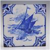 Image 2 : 2pc Mosaic Tile Company Terracotta Pottery Tile, Sailboat
