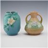 Image 1 : 2pc Roseville Pottery Vases, Cosmos and White Rose