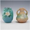 Image 2 : 2pc Roseville Pottery Vases, Cosmos and White Rose