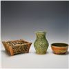 Image 1 : 3pc Weller and Art Pottery Nature Themed Bowls and Vase