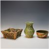 Image 2 : 3pc Weller and Art Pottery Nature Themed Bowls and Vase
