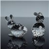 Image 2 : 2pc Swarovski Crystal Figurines, Sitting and Resting Rabbit, 014848, 014849