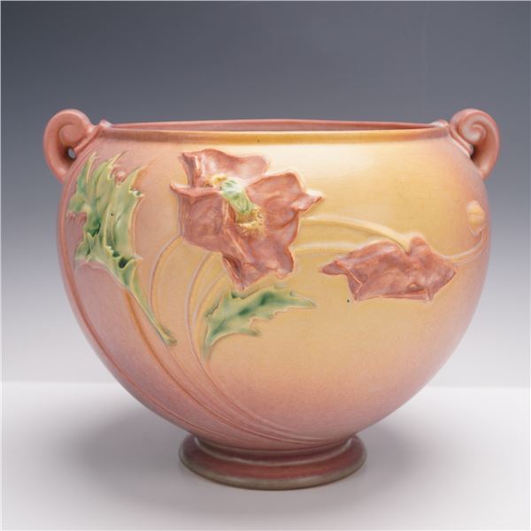Roseville Pottery Jardiniere, Pink Poppy