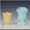 Image 2 : 2pc Weller Pottery Vases, Yellow and Blue