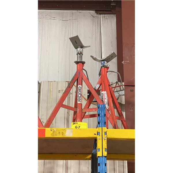 PAIR OF RIDGID VJ-99 V-HEAD ADJUSTABLE INDUSTRIAL PIPE STANDS