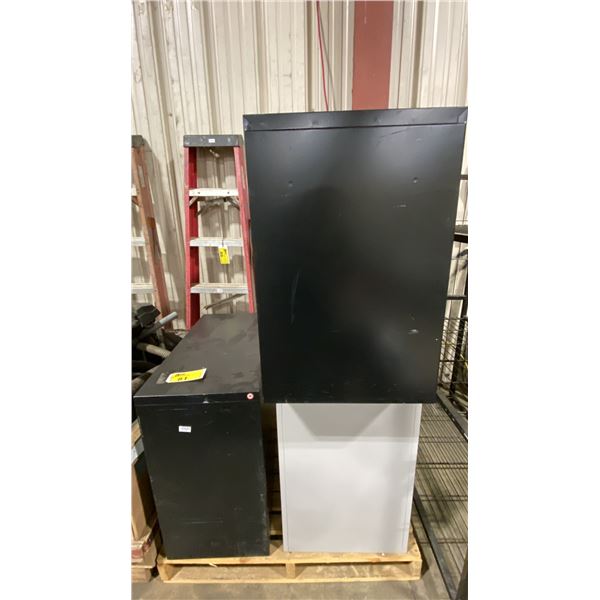 3 METAL 2 DRAWER FILING CABINETS, 2 VERTICAL 1 LATERAL