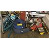 Image 1 : PORTABLE WORK LIGHTS, INDUSTRIAL WATER HOSE, PUMP TANK FIRE EXTINGUISHER & GARDEN HOSE