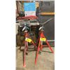 Image 1 : 2- RIDGID ADJUSTABLE INDUSTRIAL PIPE STANDS, VJ-99 WITH V-HEAD & RJ-99 WITH ROLLER HEAD
