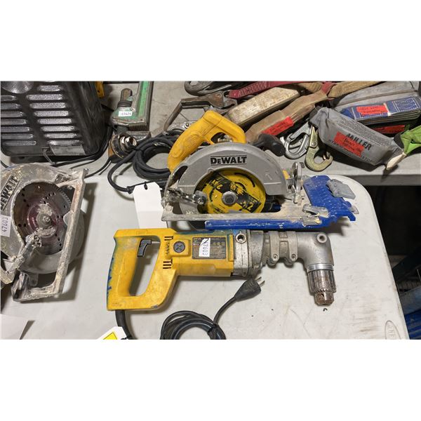 DEWALT DWE575 7 1/4" INDUSTRIAL ELECTRIC CIRCULAR SAW & DEWALT DW120 1/2" INDUSTRIAL ELECTRIC ANGLE