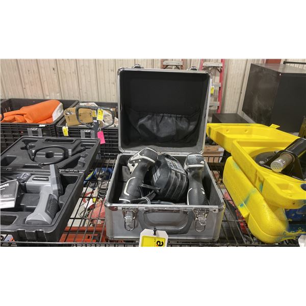 2 MAKITA FD01 CORDLESS IMPACT DRILLS, ONE BATTERY & CHARGER IN HARD TRANSPORT CASE