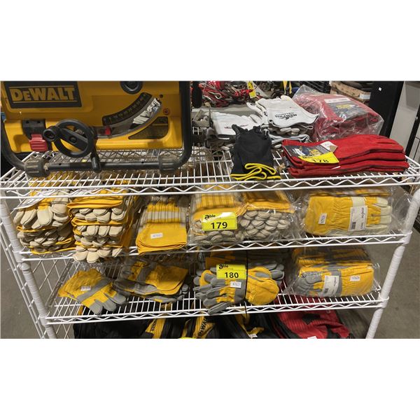 SHELF OF ASSORTED YELLOW / CREAM ZENITH INDUSTRIAL WORK GLOVES *SHELF NOT INCLUDED*