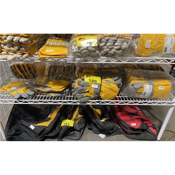 SHELF OF ASSORTED YELLOW / GREY ZENITH INDUSTRIAL WORK GLOVES *SHELF NOT INCLUDED*
