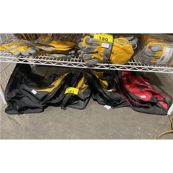 SHELF OF ASSORTED INDUSTRIAL KANVAS STYLE TOOL BAGS *MUST TAKE ALL, SHELF NOT INCLUDED*