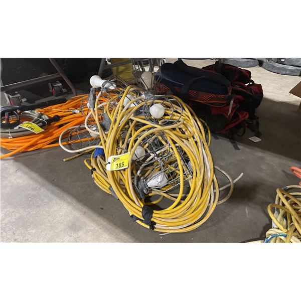 STACK OF ASSORTED INDUSTRIAL JOB SITE ROPE LIGHTING