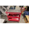 Image 1 : MASTERCRAFT RED 3 TIER SINGLE DRAWER MOBILE TOOL CART WITH RED LADDER HOOKS