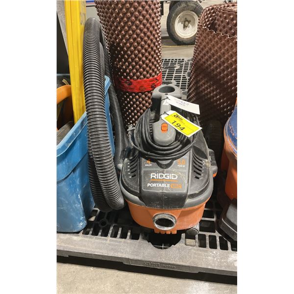 RIDGID 4 GAL INDUSTRIAL ELECTRIC PORTABLE SHOP VACUUM WITH HOSE