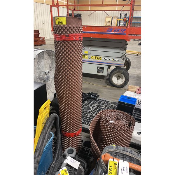 2 ROLLS OF BROWN PLASTIC DIMPLED INDUSTRIAL MEMBRANE