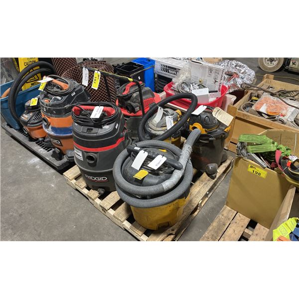 PALLET OF ASSORTED INDUSTRIAL SHOP VACUUMS *MUST TAKE ALL*