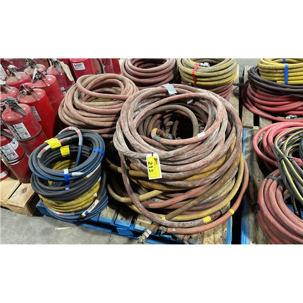 PALLET OF ASSORTED HEAVY DUTY INDUSTRIAL AIR / WATER HOSES *MUST TAKE ALL ON PALLET*