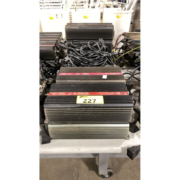 4 VANQUISH D/E 1000 COMMERCIAL ELECTRIC DIGITAL BALLASTS WITH POWER CABLES, & 10 VANQUISH VL 600