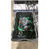 Image 2 : 2 BLACK PLASTIC STORAGE TOTES OF ASSORTED ELECTRIC PUMPS, FITTINGS, PIPES, & ELECTRICAL CABLES