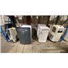 Image 1 : 6 ASSORTED ELECTRIC AIR CONDITIONING UNITS, ELECTRIC RADIANT HEATER, & BIN OF CONDITIONER PIPES /