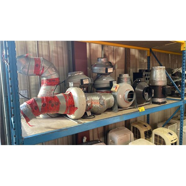 SHELF OF 10 COMMERCIAL ELECTRIC TURBINE FANS & BLUTOX COMMERCIAL CO2 GENERATOR *MUST TAKE ALL*