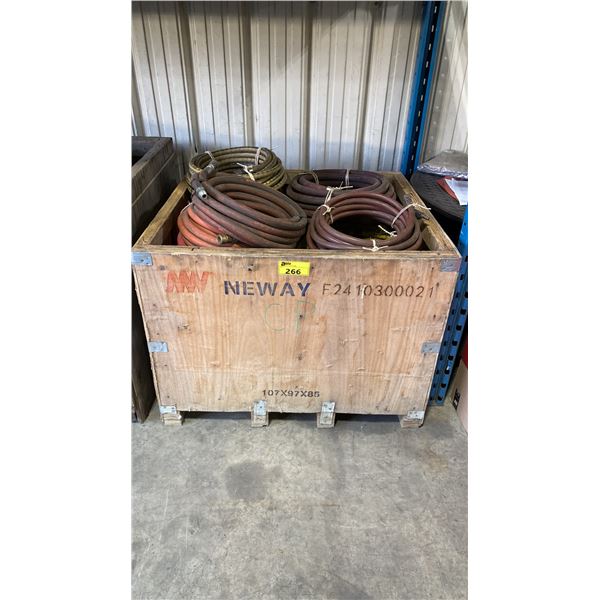 PALLET CRATE OF ASSORTED HEAVY DUTY INDUSTRIAL AIR / WATER HOSES *MUST TAKE ALL ON PALLET*