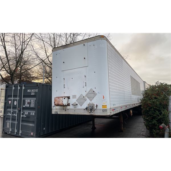 1990 FRUEHAUF EFB9-F2-48CST102, 40' DRY VAN, WHITE, VIN 1H2R04828LH010907,