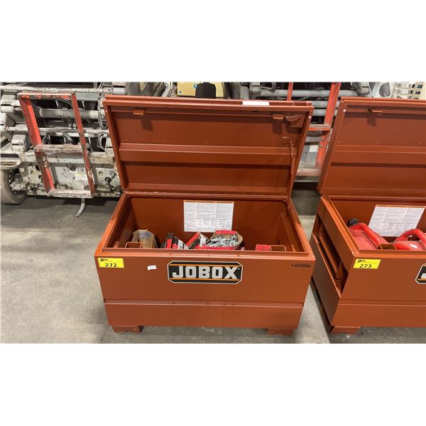 JOBOX 1-652990 HEAVY DUTY INDUSTRIAL JOB BOX WITH CONTENTS INCLUDING ASSORTED HILTI ANCHORS