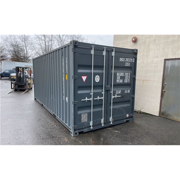 GREY 20' 67,200 MAX CAPACITY INDUSTRIAL TRANSPORT CONTAINER WITH DUAL SWING REAR DOORS