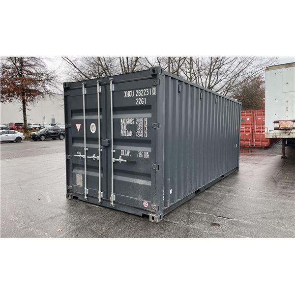 GREY 20' 67,200 MAX CAPACITY INDUSTRIAL TRANSPORT CONTAINER WITH DUAL SWING REAR DOORS