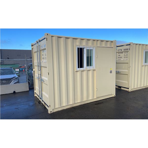 BEIGE 10' 10,120 MAX CAPACITY INDUSTRIAL OFFICE / SECURITY TRANSPORT CONTAINER WITH