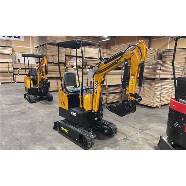 MIVA VA13 2025 YELLOW 13.5 HP GAS POWERED RUBBER TRACK MINI EXCAVATOR WITH ATTACHED