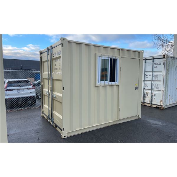 BEIGE 10' 10,120 MAX CAPACITY INDUSTRIAL OFFICE / SECURITY TRANSPORT CONTAINER WITH