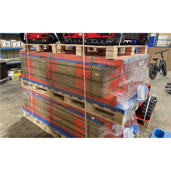 PALLET OF SKLP SK-HJ6 INDUSTRIAL 40' L BLUE / ORANGE 6 SECTION HEAVY DUTY METAL STORAGE SHELVING