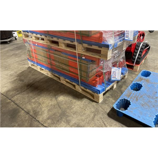 PALLET OF SKLP SK-HJ6 INDUSTRIAL 40' L BLUE / ORANGE 6 SECTION HEAVY DUTY METAL STORAGE SHELVING