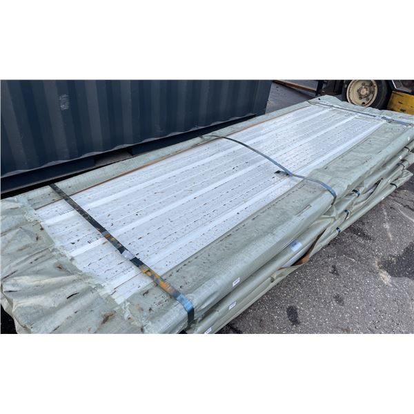 STACK OF 100 SKLP WHITE 10'L X 38"W INDUSTRIAL CORRUGATED METAL ROOF / WALL SHEETING