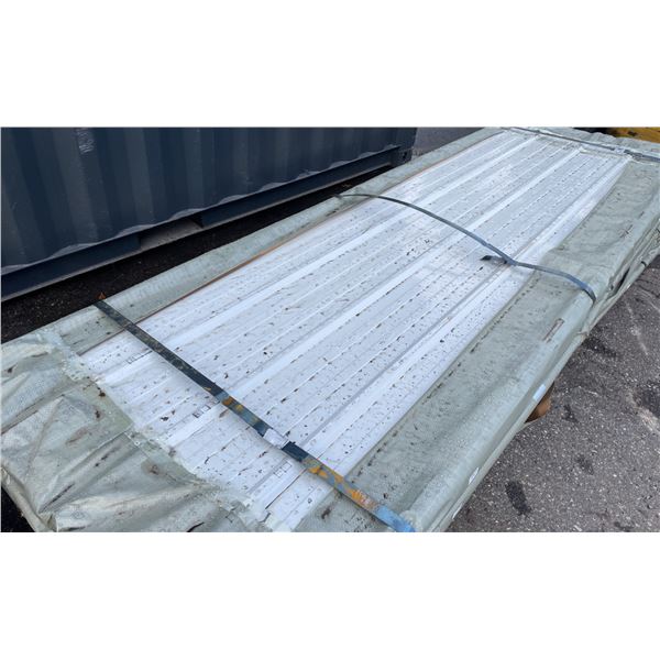 STACK OF 100 SKLP WHITE 10'L X 38"W INDUSTRIAL CORRUGATED METAL ROOF / WALL SHEETING