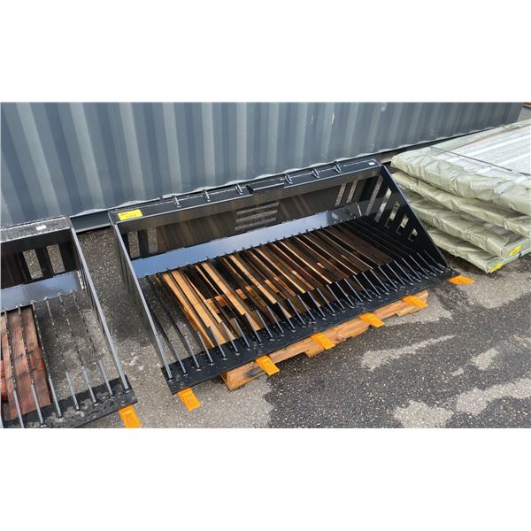 GIYI RB66 BLACK 66" INDUSTRIAL SKID STEER ROCK BUCKET ATTACHMENT