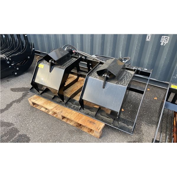 GIYI HWG72 BLACK 72" INDUSTRIAL HYDRAULIC SKID STEER HOLLOW WOOD GRABBER ATTACHMENT