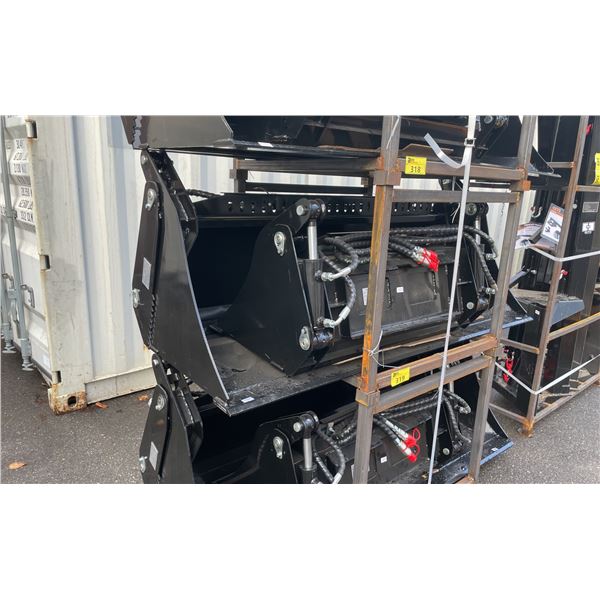 GIYI KH72 BLACK 72" INDUSTRIAL HYDRAULIC SKID STEER 4-IN-1 BUCKET & GIYI XKH39 BLACK 39" INDUSTRIAL