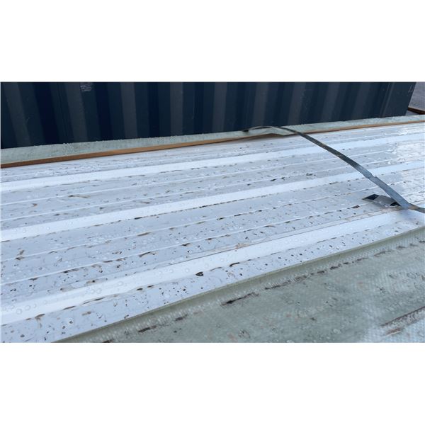 STACK OF 50 SKLP WHITE 10'L X 38"W INDUSTRIAL CORRUGATED METAL ROOF / WALL SHEETING