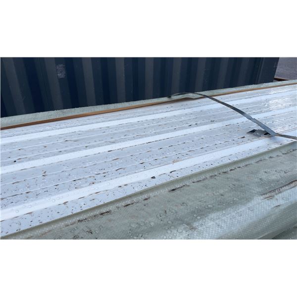 STACK OF 50 SKLP WHITE 10'L X 38"W INDUSTRIAL CORRUGATED METAL ROOF / WALL SHEETING