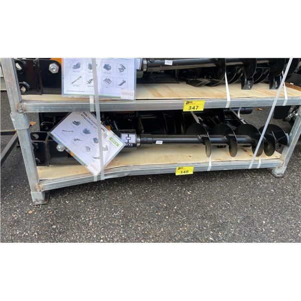 8 PCS BLACK / YELLOW MINI EXCAVATOR MULTI ATTACHMENT SET INCLUDING SMALL DIGGING / CLEANING BUCKETS