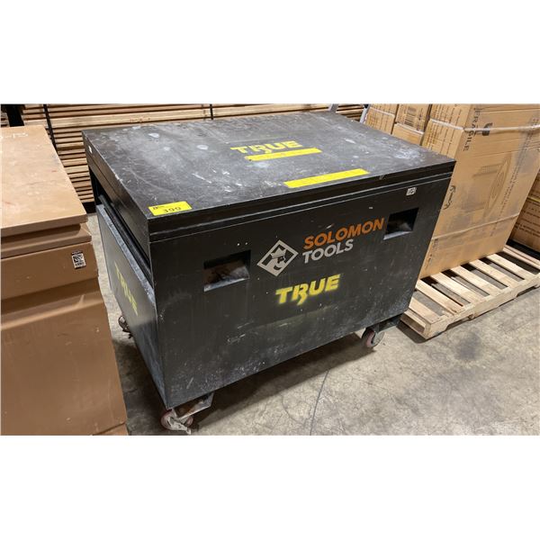 SOLOMON TOOLS BLACK 48"W X 31 1/2"D X 40"H INDUSTRIAL METAL MOBILE JOB SITE TOOL CHEST *NO CONTENTS*